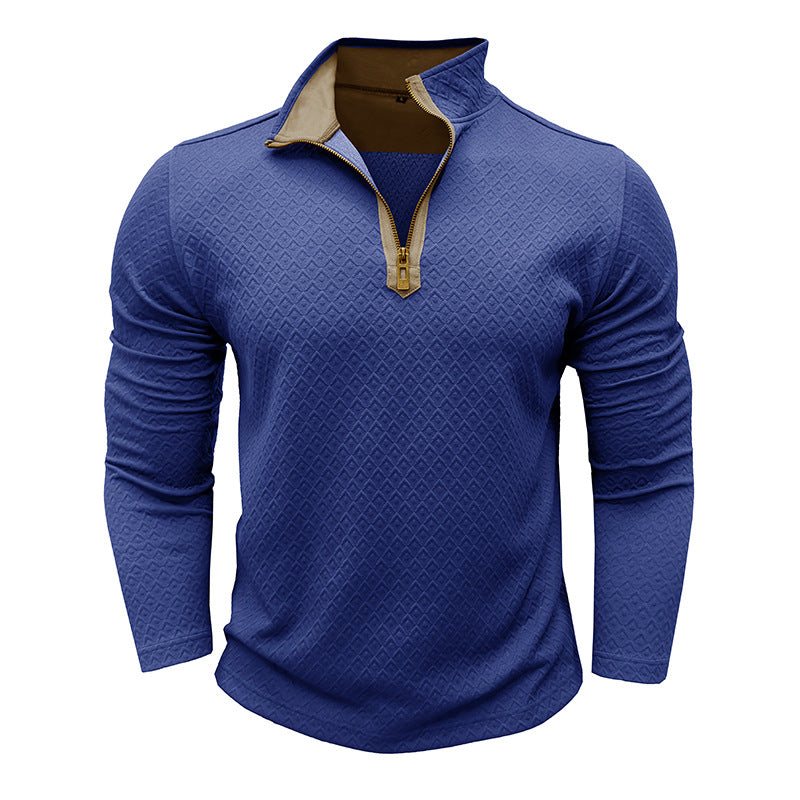 WW | Cotton Knit Sweater Regular Fit Half-Zip Textured Pattern