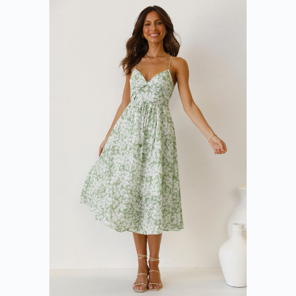 Damen Midikleid mit floralem Muster und verstellbaren Spaghettiträgern WW