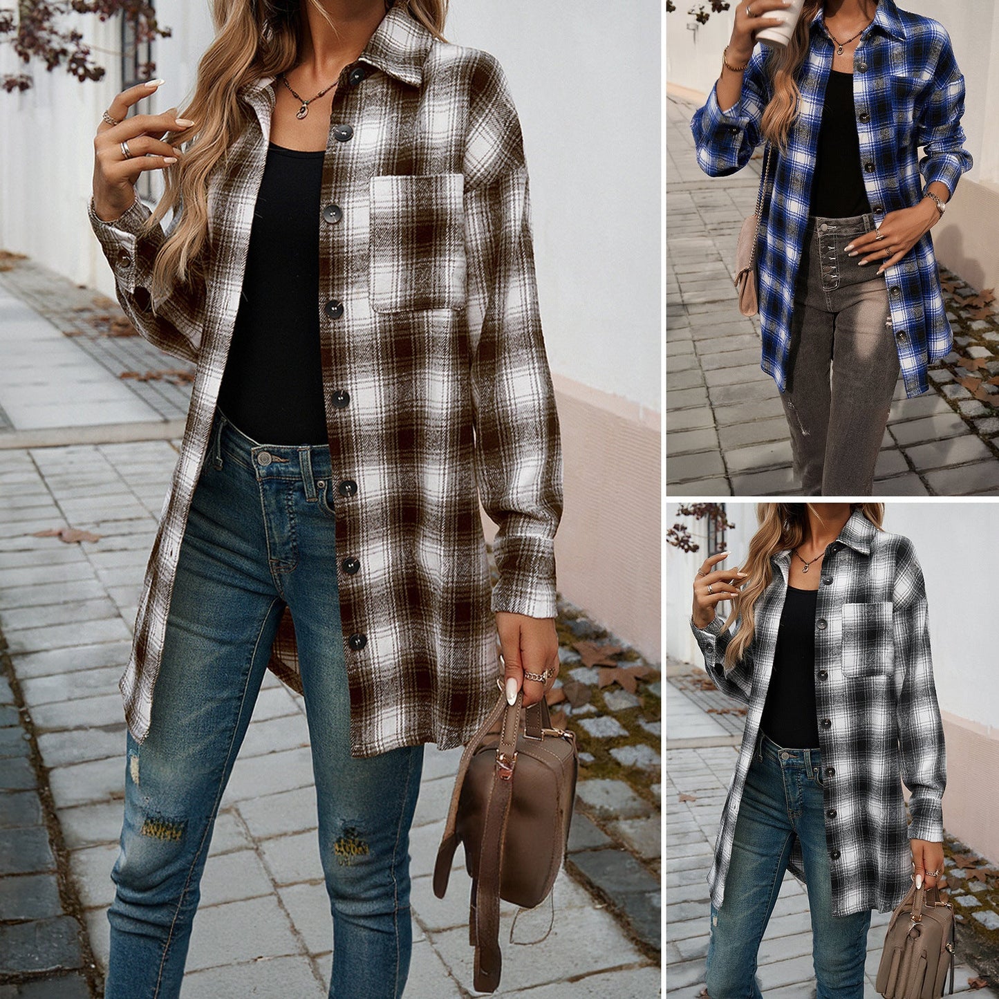 Women's Plaid Overshirt with Casual Fit and Modern Details WW