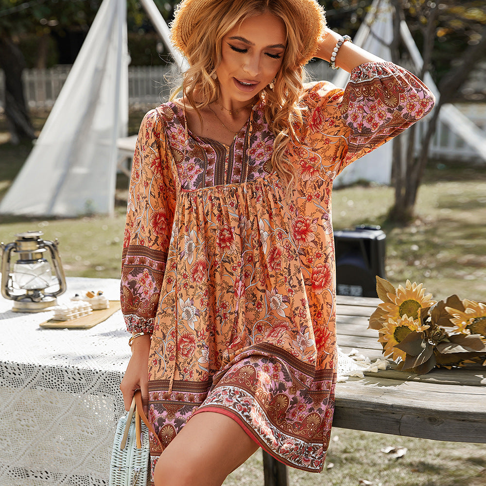 Damen Freizeitkleid mit floralem Design und lockerer Passform WW
