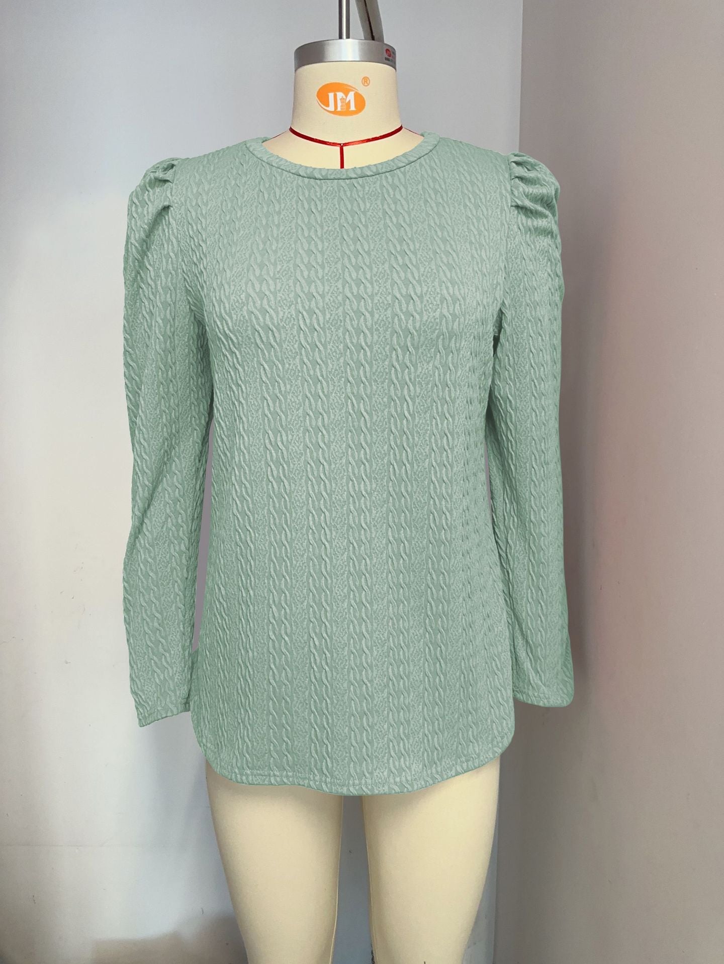 Ladies' elegant long-sleeve shirt with structured pattern and puff sleeves WW