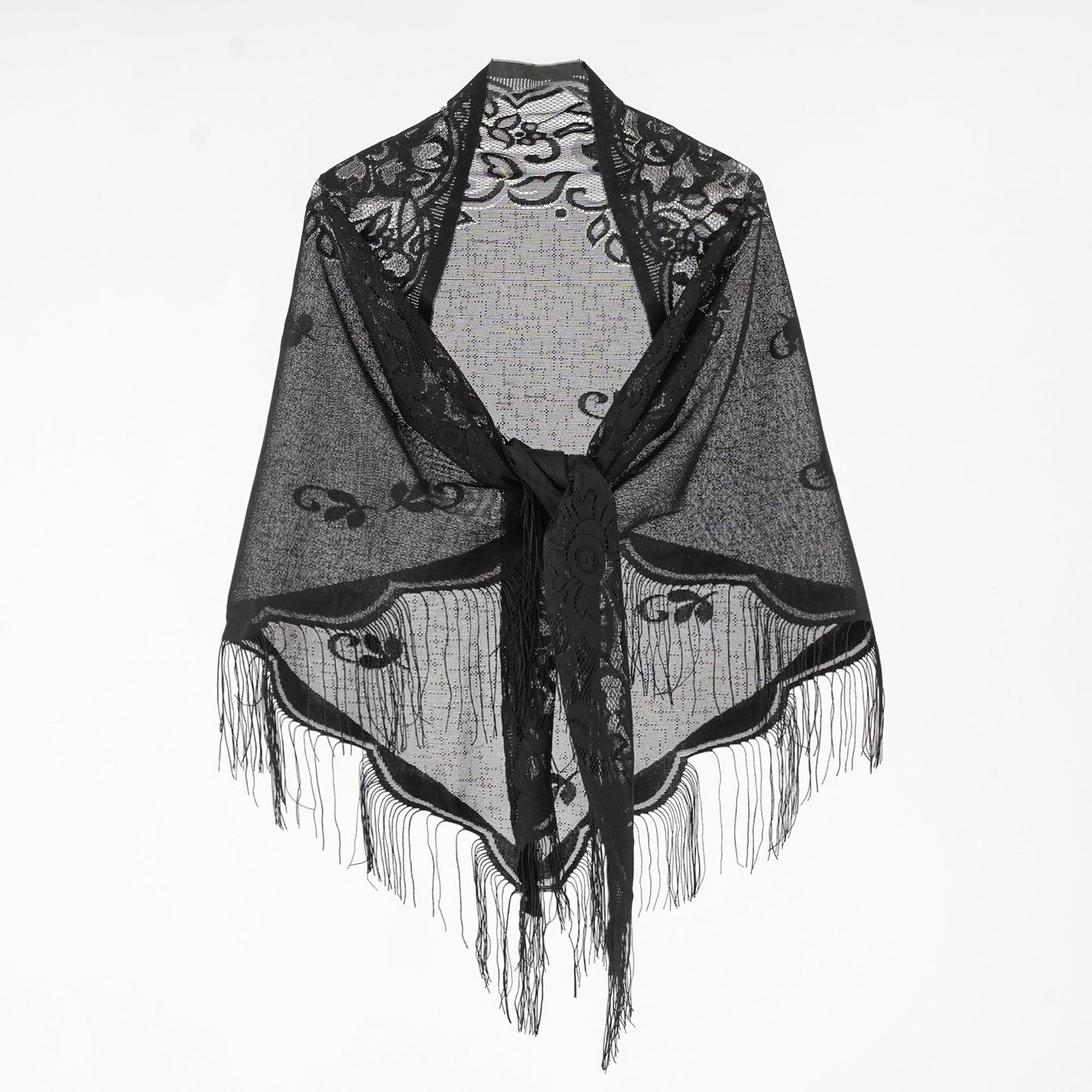 Damen Eleganter Chiffon-Schal mit kunstvollen Fransen WW