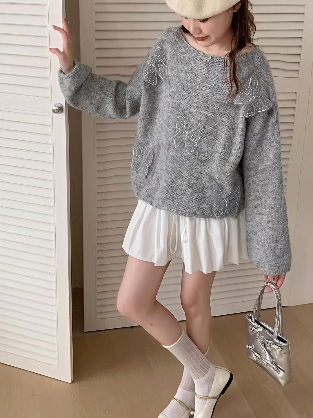 WW | Elegant Embroidered Floral Knit Pullover For Women