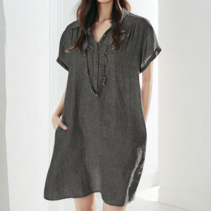 Damen Freizeitkleid mit Knopfleiste und seitlichen Taschen WW