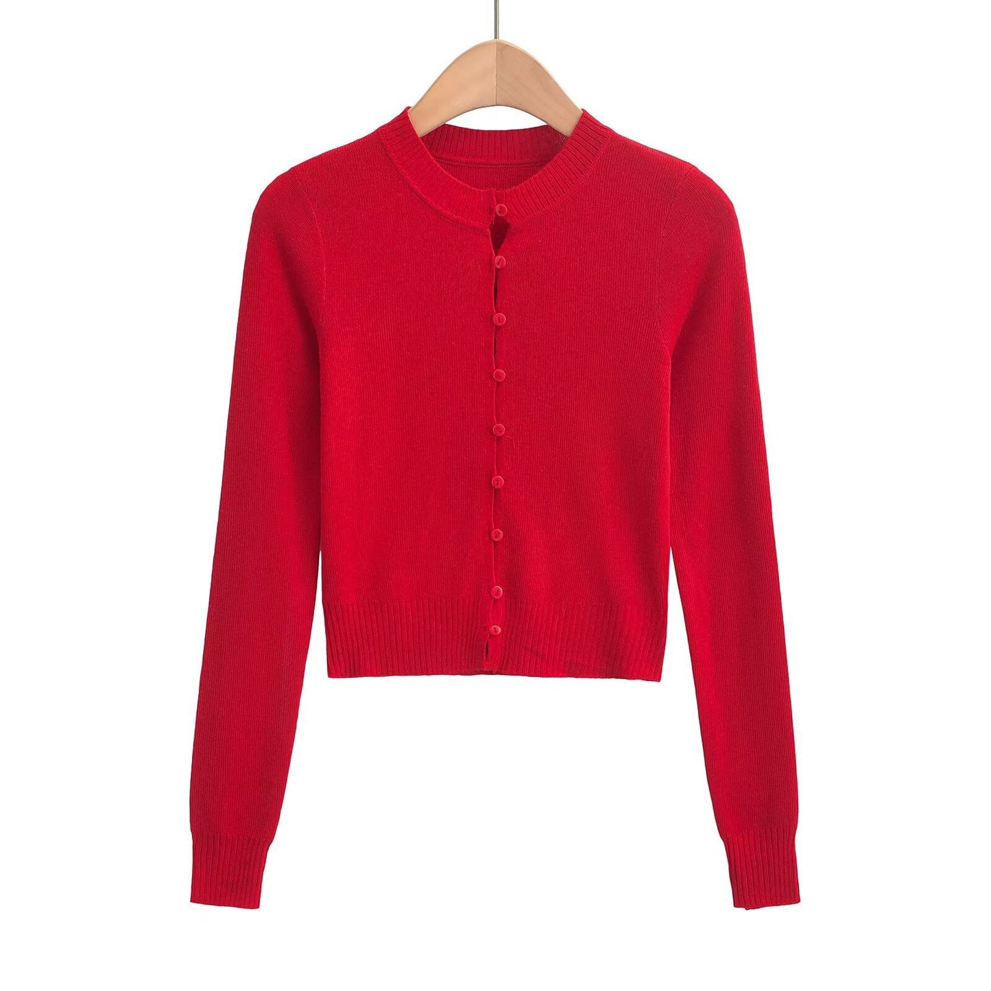 Damen Strickjacke mit modischem Rundhalsausschnitt und eleganter Knopfleiste WW