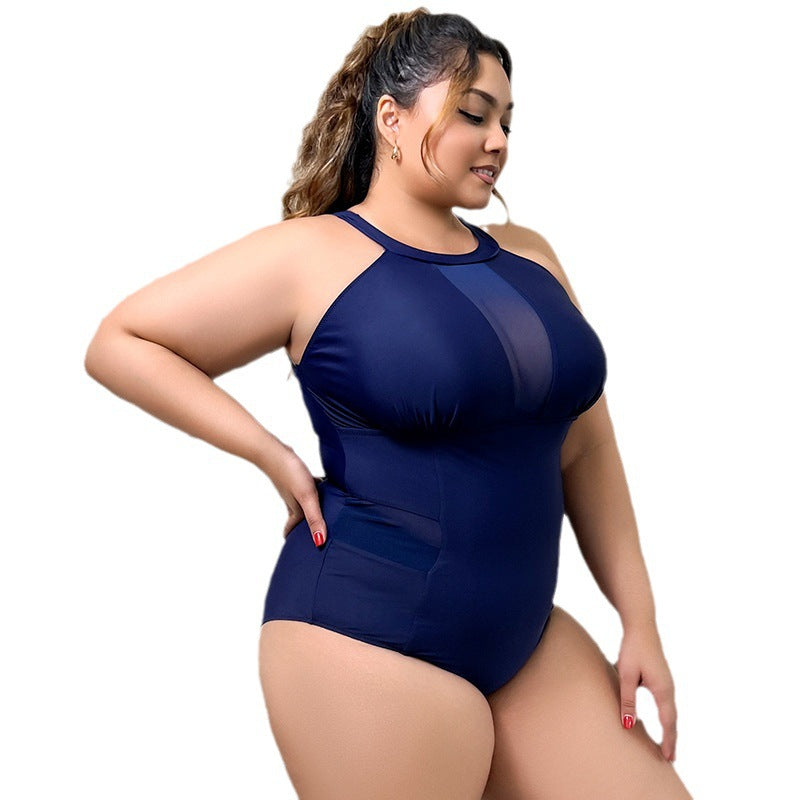 Damen Einteiler Badeanzug mit raffinierter Transparent-Einlage und seitlichen Einsätzen WW