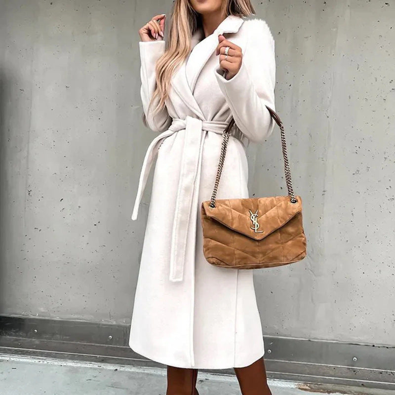 WW | V-Neck Tie Wool Coat Top