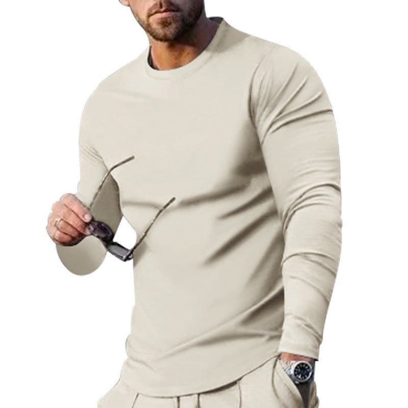 Men's long-sleeved T-shirt with a fashionable cut and high-quality cotton blend WW