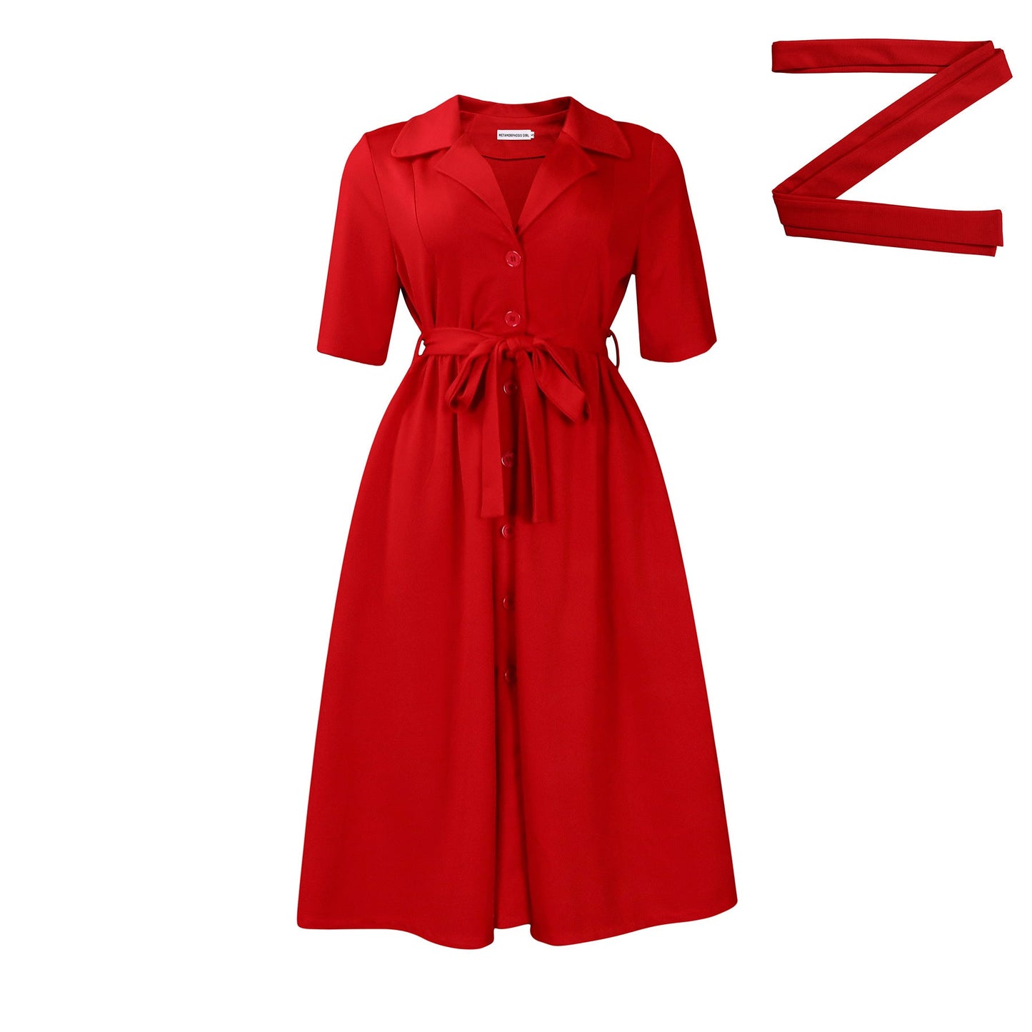Damen Midi-Kleid mit tailliertem Schnitt und schickem Kragen WW