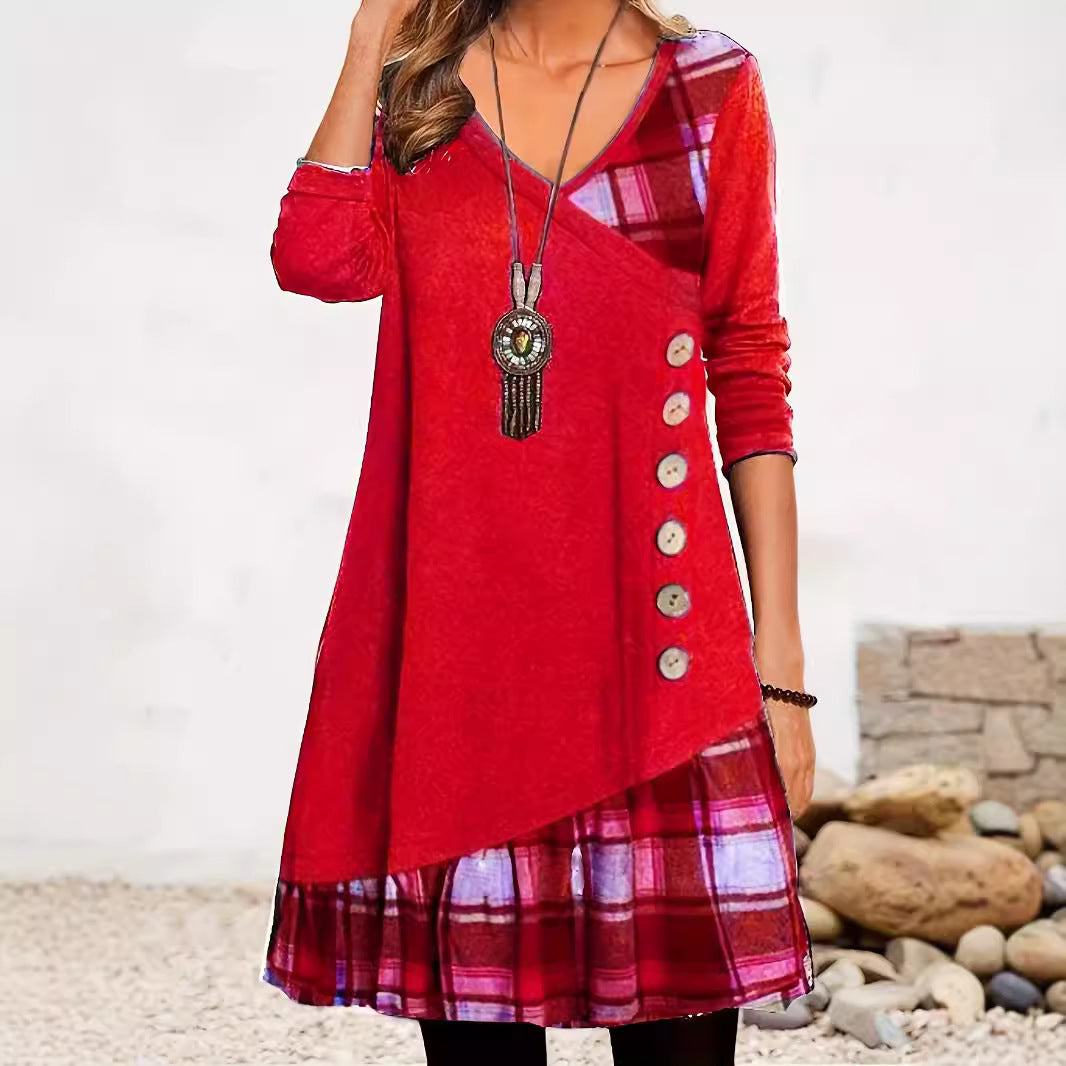 WW | Classic Plaid Long Sleeve Dress