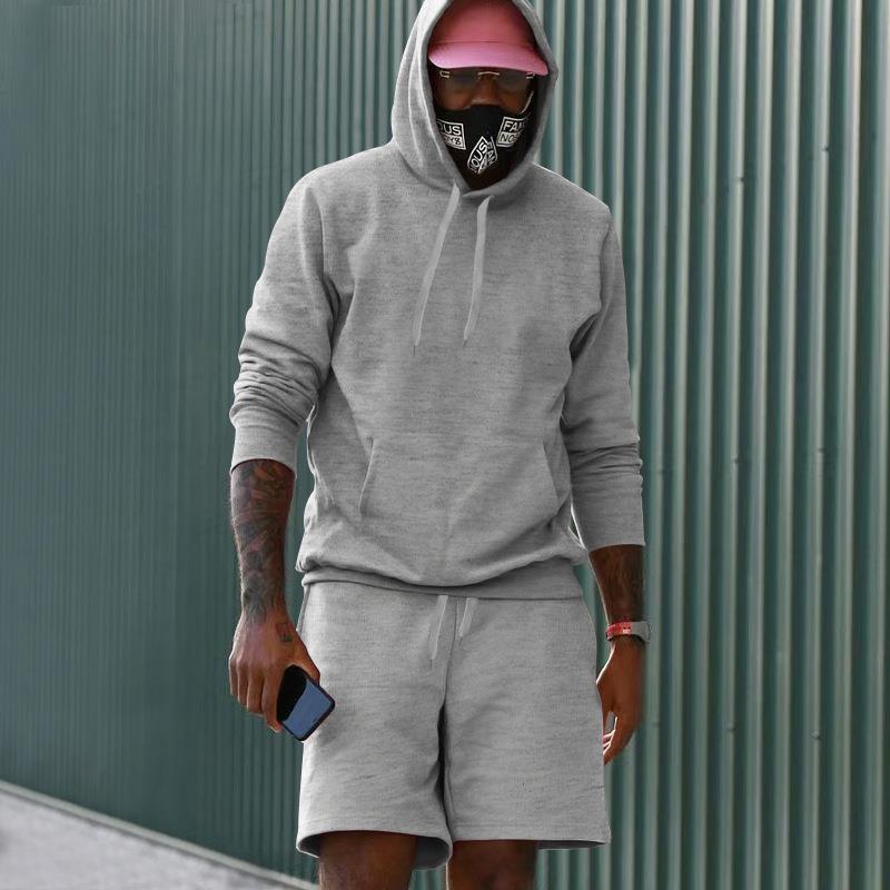 Men's sporty hoodie and shorts set made of high-quality sweatshirt fabric WW