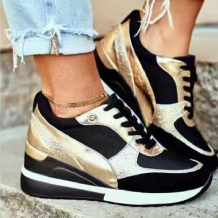 Damen Modische Sneaker mit edlem Metallic-Detail und sportlicher Sohle W&W