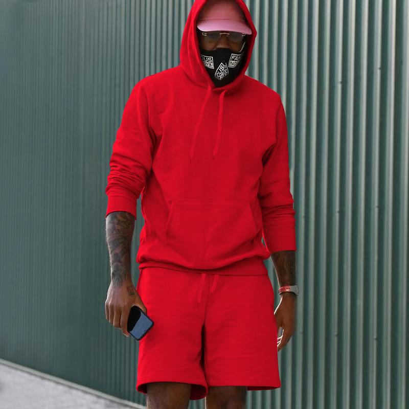 Men's sporty hoodie and shorts set made of high-quality sweatshirt fabric WW