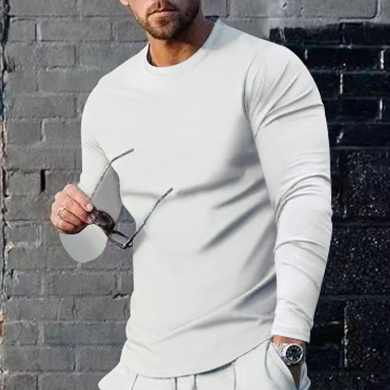Men's long-sleeved T-shirt with a fashionable cut and high-quality cotton blend WW