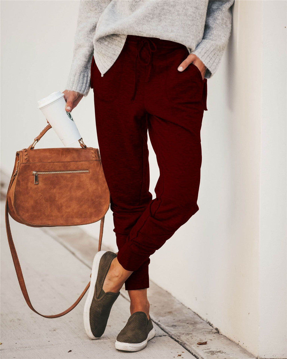 WW | Sweatpants Relaxed Fit Cotton Blend Elastic Waistband Pockets