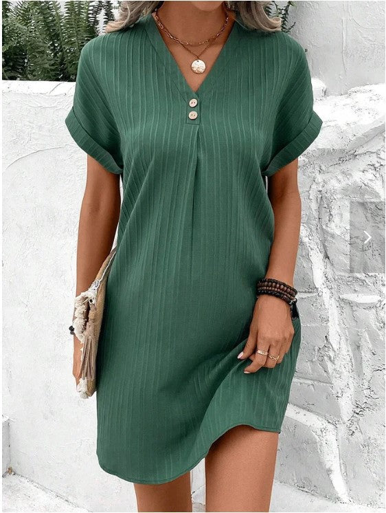 Damen lässiges Midi-Kleid mit Knopfdetails WW