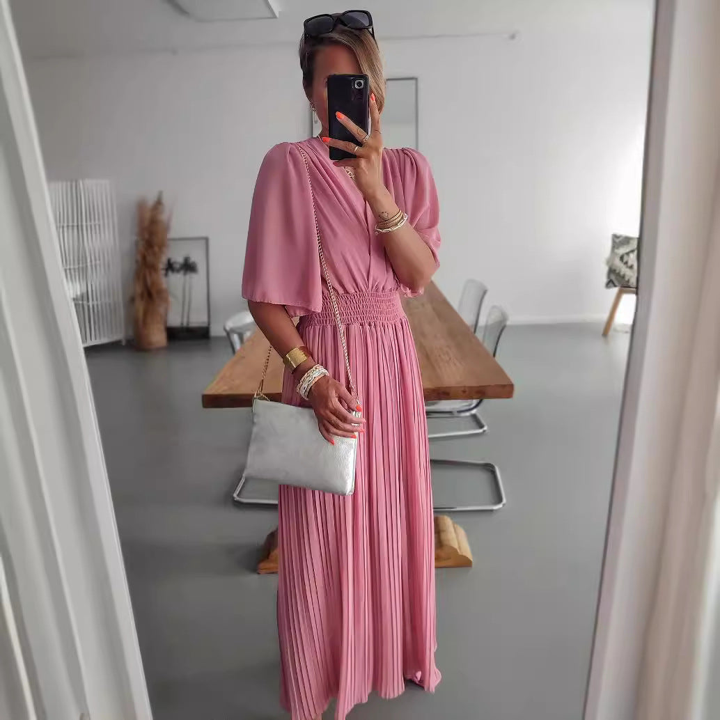 Women's Elegant Jumpsuit with Deep V-Neck and Voluminous Sleeves WW
