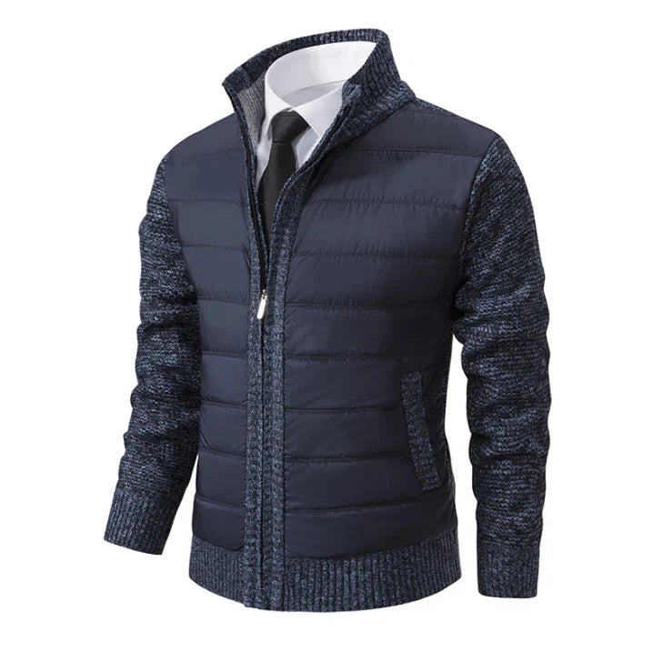 WW | Men's Winter Quilted Jacket with Ribbed Cuffs and Smooth Finish