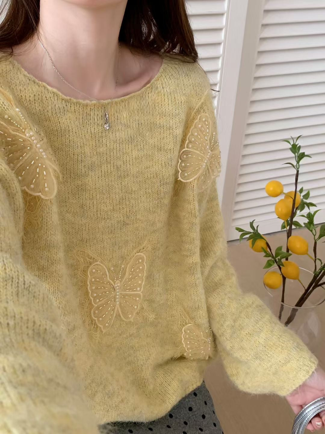 WW | Elegant Embroidered Floral Knit Pullover For Women