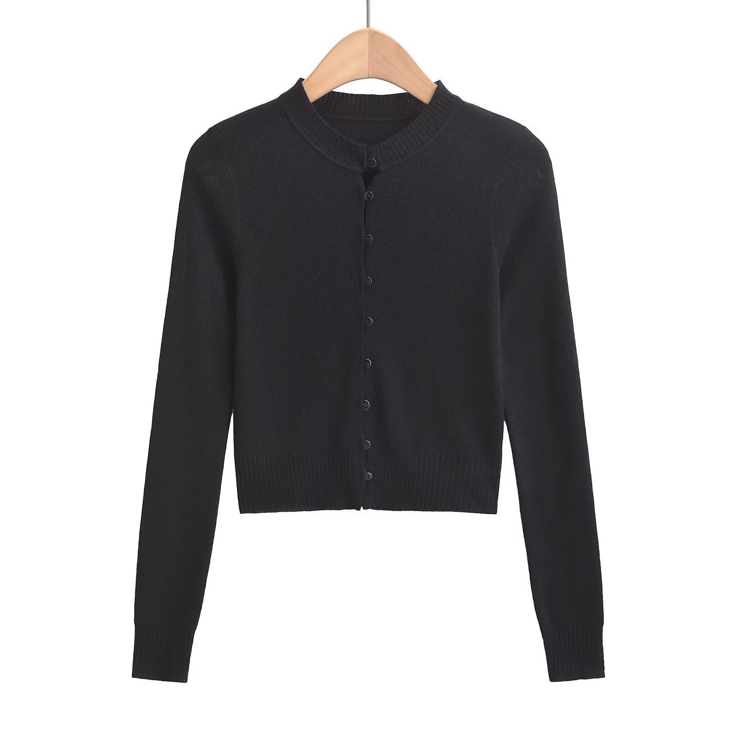 Damen Strickjacke mit modischem Rundhalsausschnitt und eleganter Knopfleiste WW