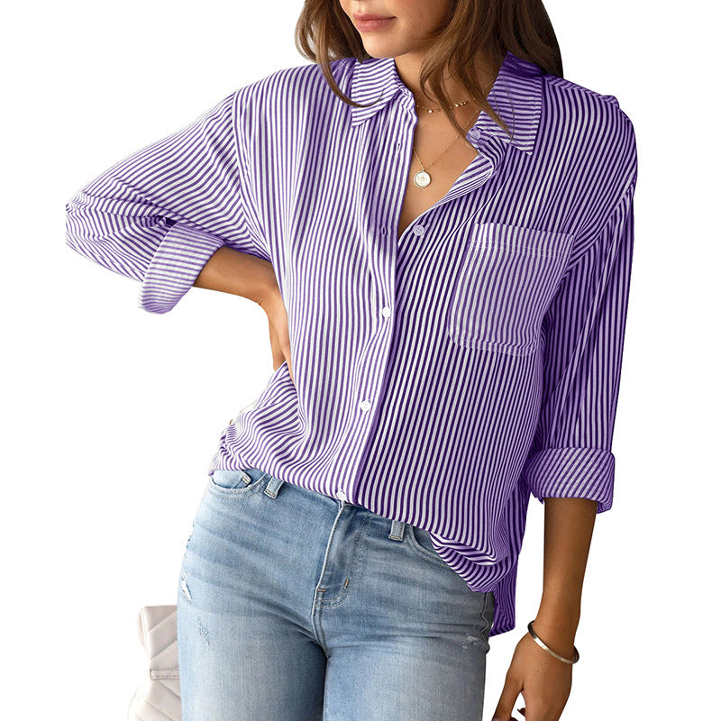Women's casual shirt blouse with fine stripes and a relaxed fit WW