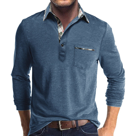 WW | Long Sleeves Cotton Regular Fit Plaid Collar Inside Button Placket