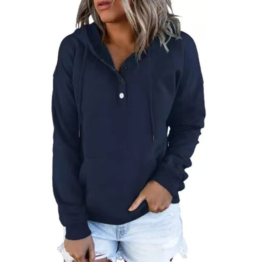 Damen Kapuzenpullover mit Knopfleiste und lässigem Schnitt WW