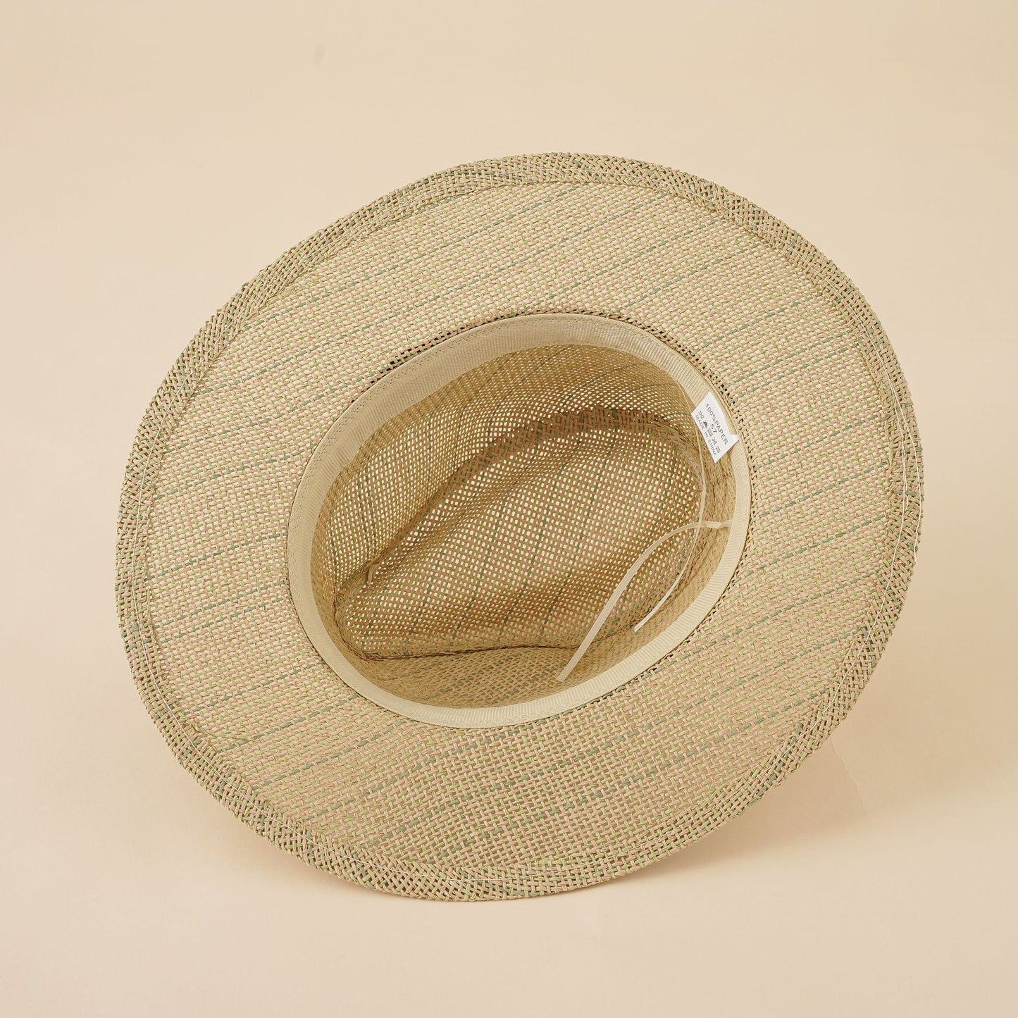 Damen Strand-Fedora-Hut aus atmungsaktivem Naturmaterial mit breiter Krempe und schickem Band WW