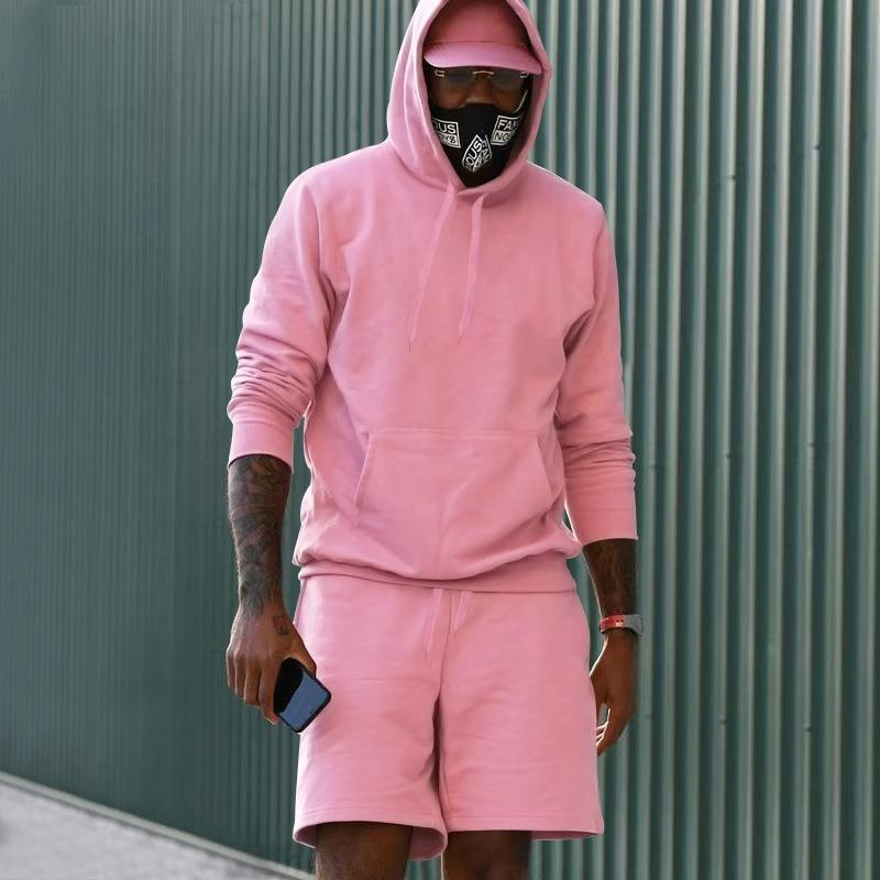 Men's sporty hoodie and shorts set made of high-quality sweatshirt fabric WW