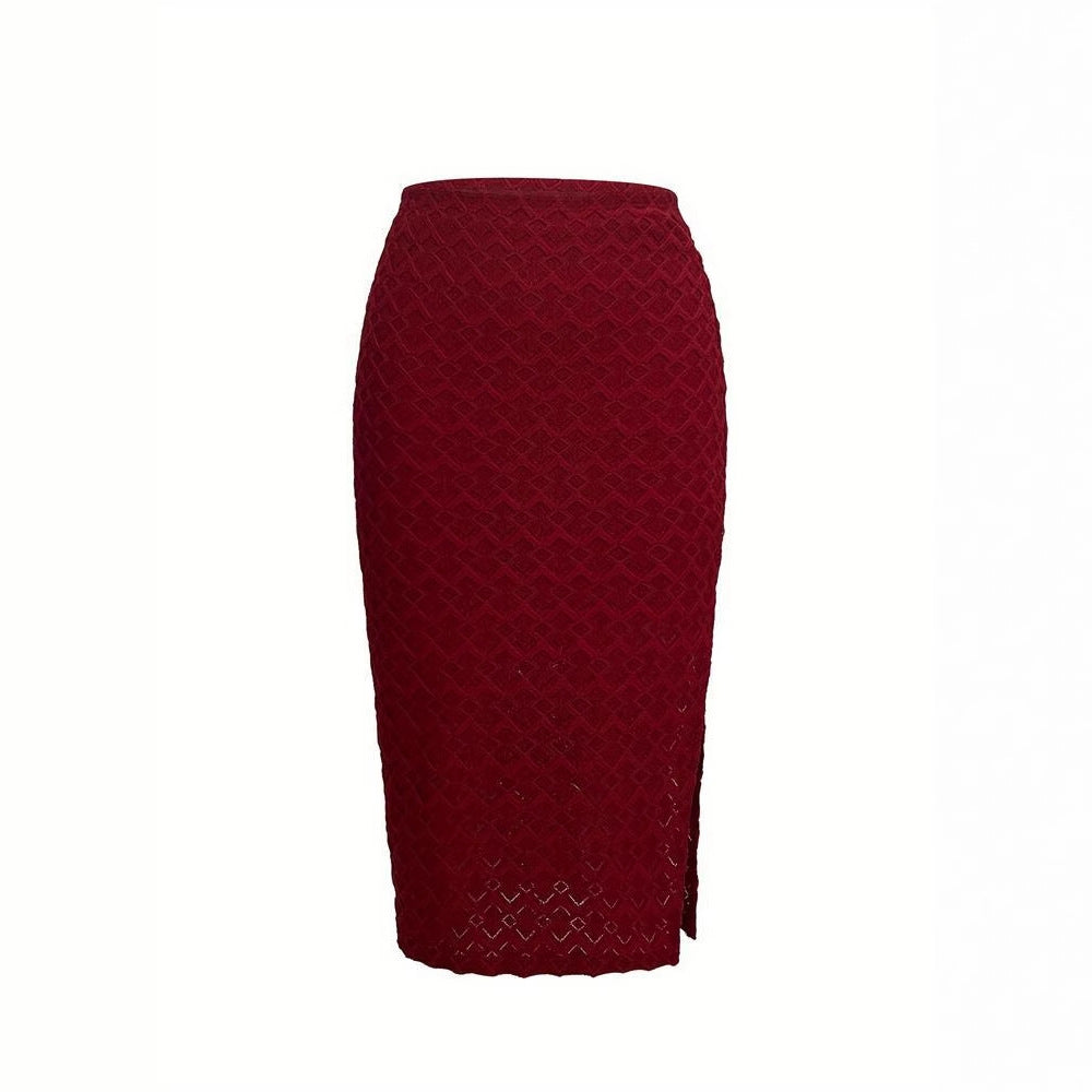 WW | Pencil skirt with textured design and side slit