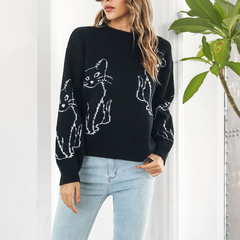 WW | Strick mit Katzenmuster