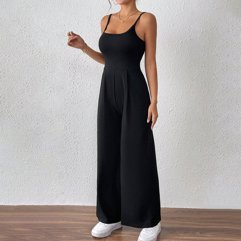 Women's casual jumpsuit with slim spaghetti straps and flowing cut W&W