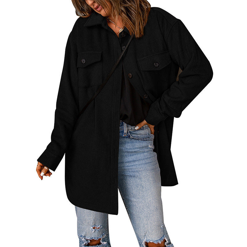 WW | Damen Oversized Shirtjacke mit Taschen