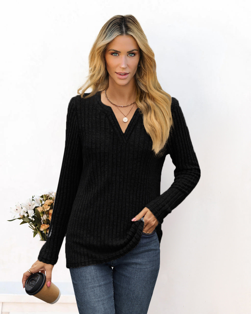 Women's striped casual-cut sweater by WW
