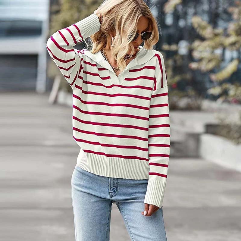 WW | Modischer Gestreifter Strickpullover mit Weichem Stoff