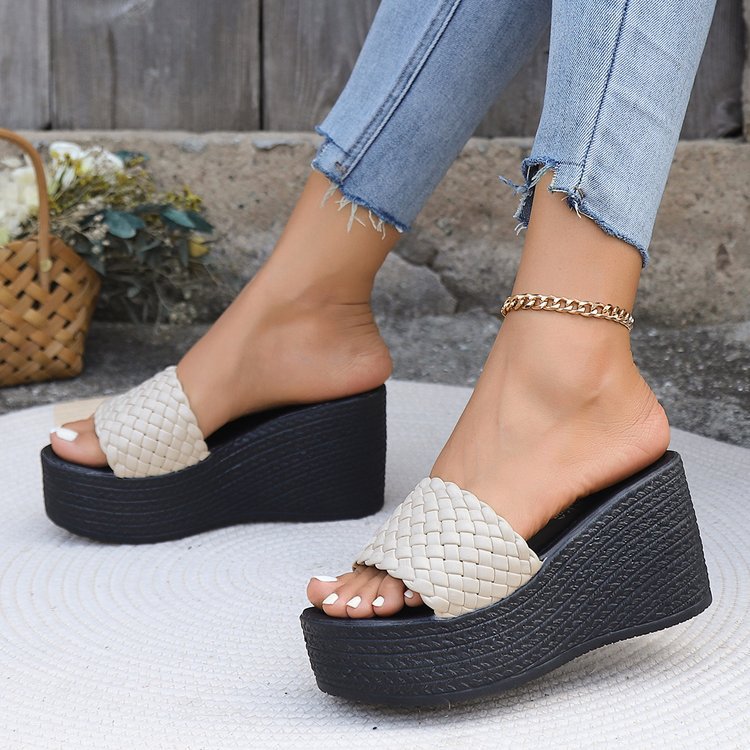 Damen Wedge-Pantoletten mit geflochtenem Obermaterial und komfortabler Sohle W&W