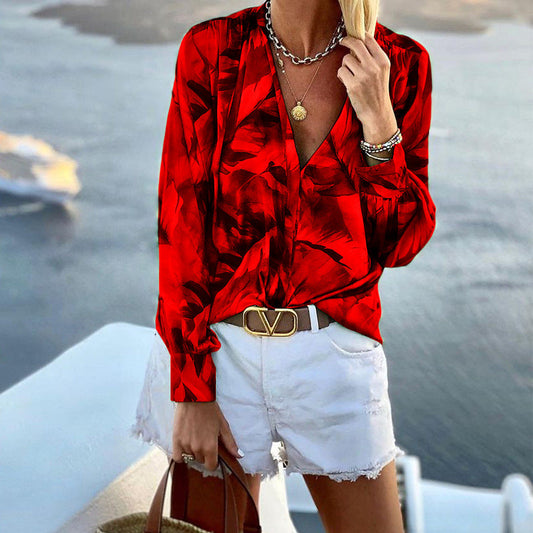 Damen Bluse mit floralem Muster und eleganter Schnittführung WW