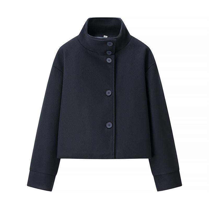 WW | Damen Stilvolle Gekürzte Jacke Hoher Kragen Design