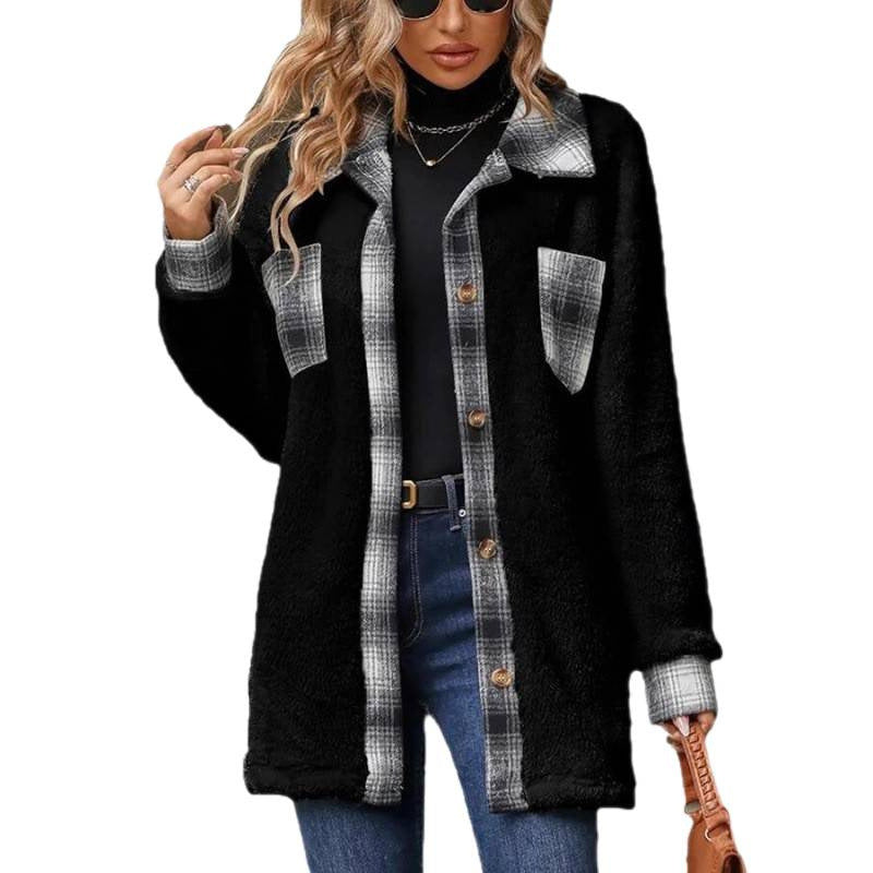 WW | Damen Fleece Shirtjacke Kariert Gefüttert