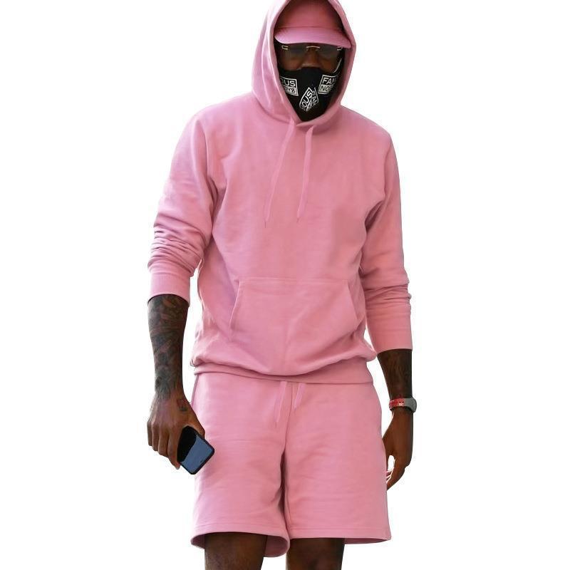 Men's sporty hoodie and shorts set made of high-quality sweatshirt fabric WW