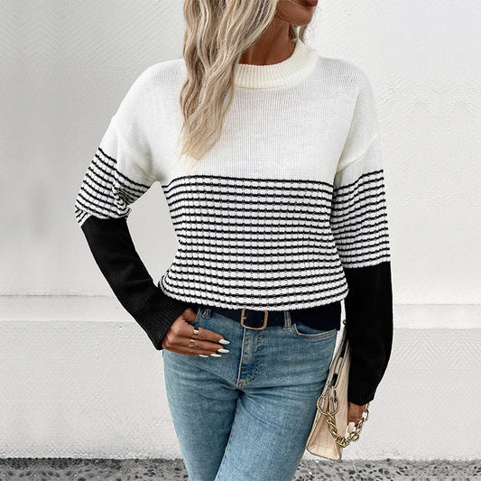 WW | Striped Knit Sweater with Elegant Design