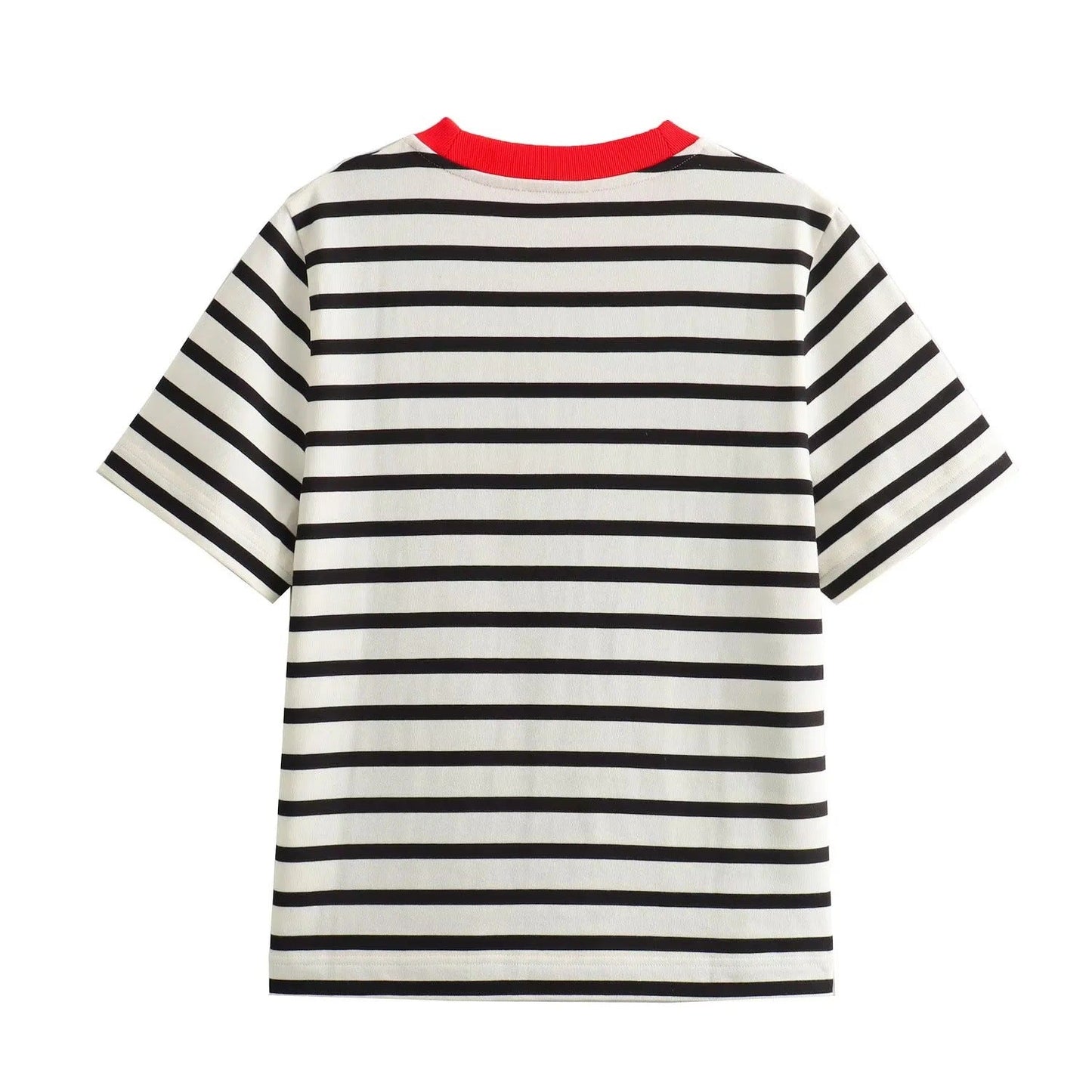 Damen Freizeit T-Shirt mit kontrastierendem Kragen und lässigem Streifenmuster WW