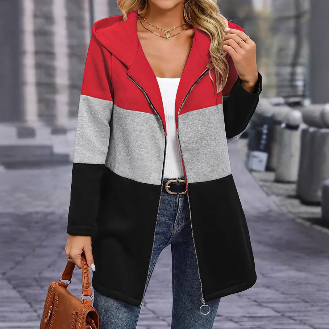 Women's Hooded Jacket in Modern Colorblock Design WW