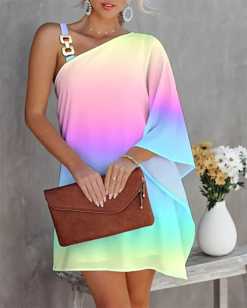 Damen Freizeit Kleid mit asymmetrischem Schnitt und schimmernden Details WW