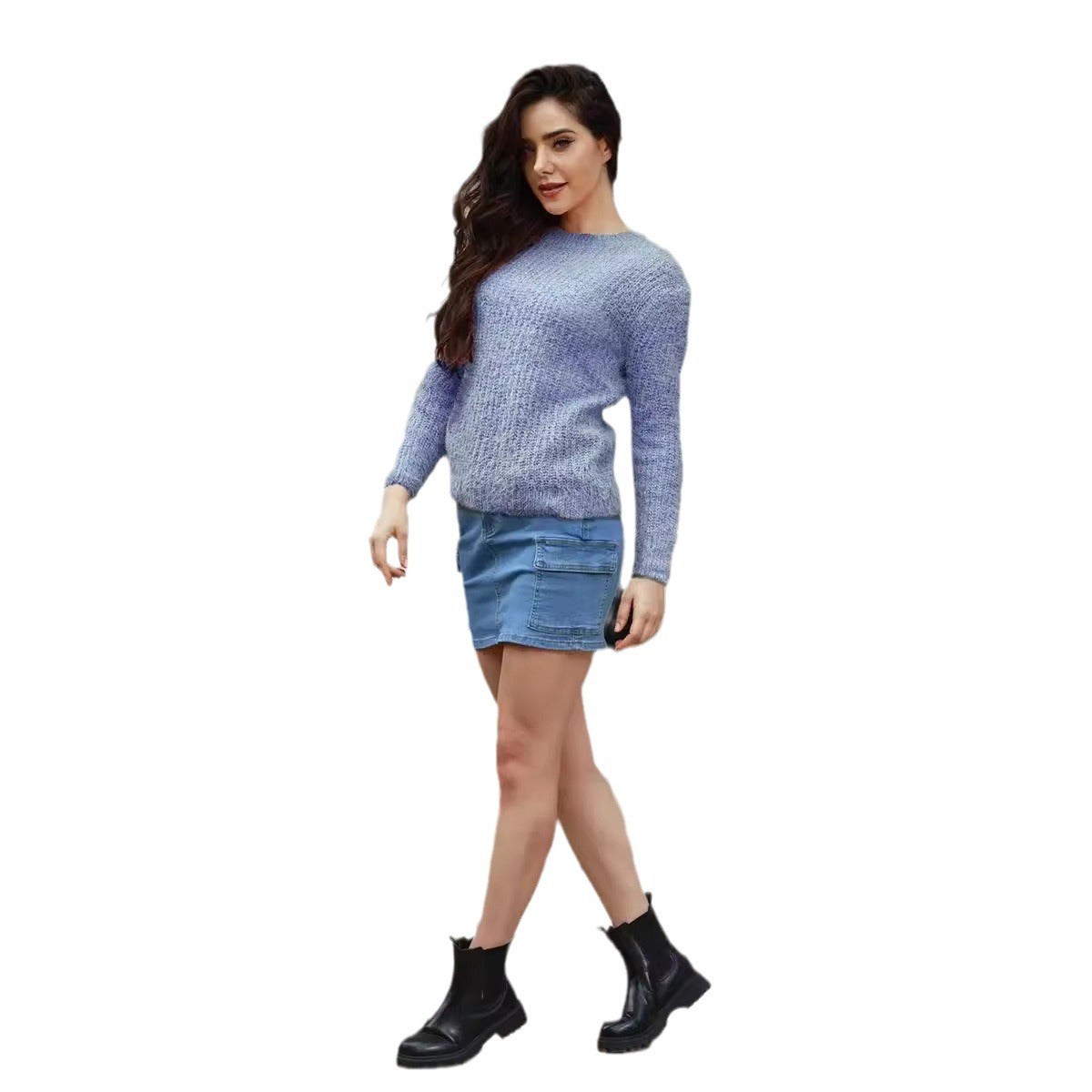 Women's Cuddly Knitted Sweater with High Elasticity and Modern Design WW