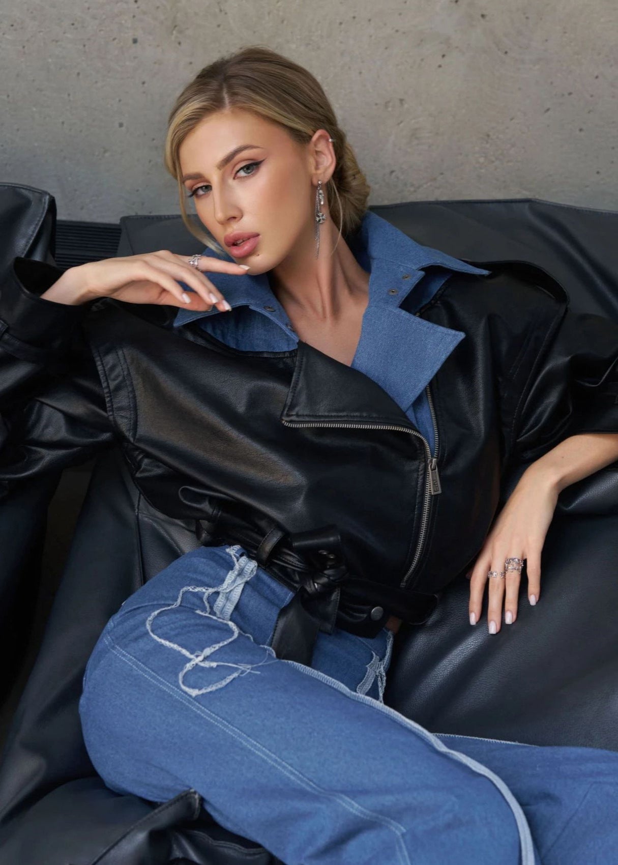 WW | Two-tone faux leather jacket