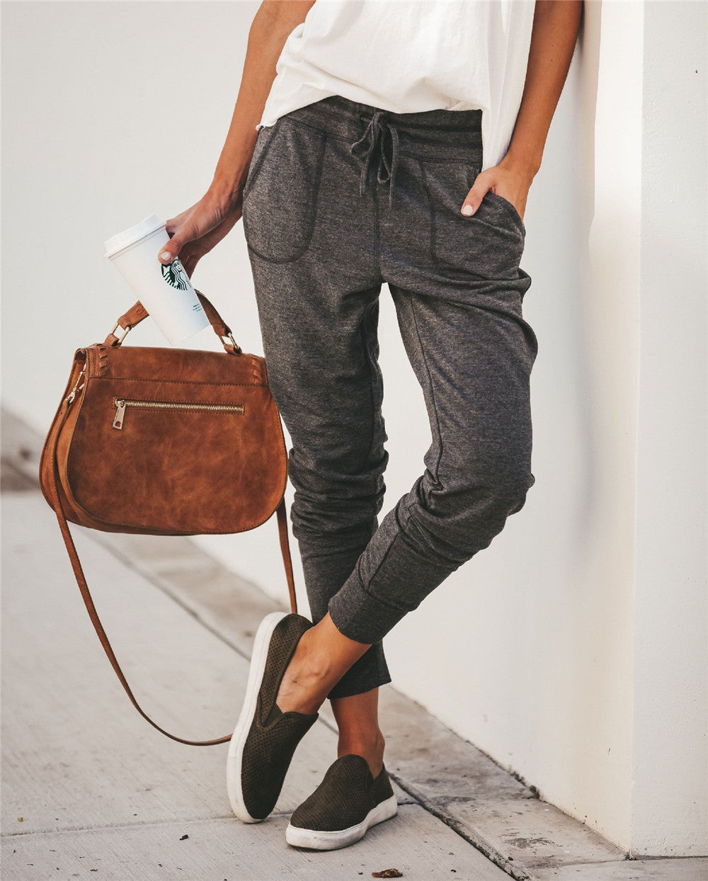 WW | Sweatpants Relaxed Fit Cotton Blend Elastic Waistband Pockets