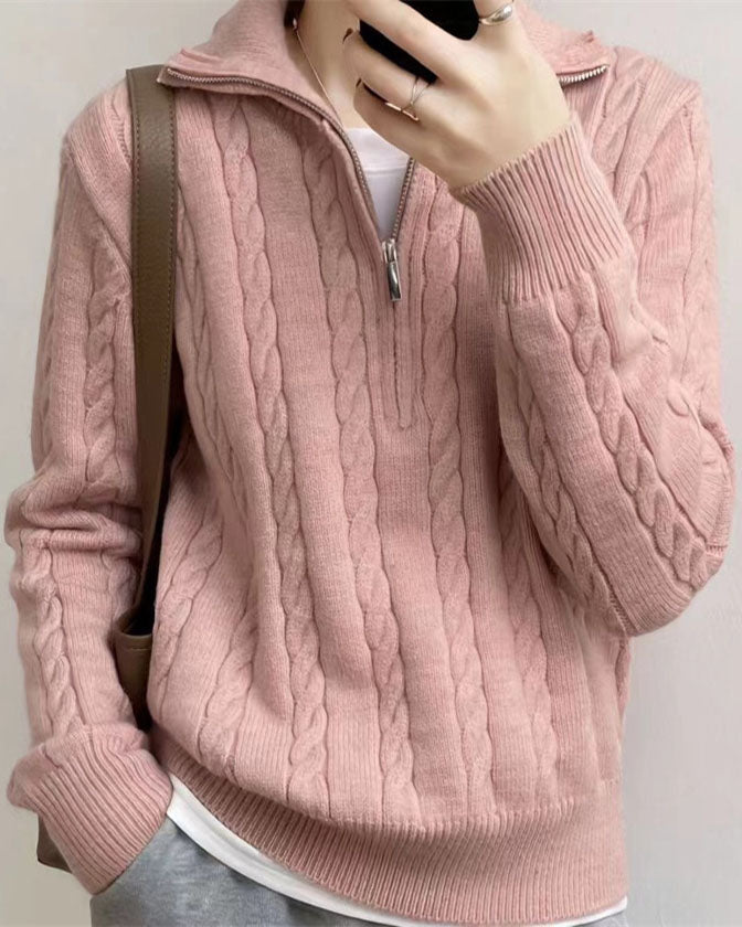 WW Vintage Turtleneck Zipper Twist Knit Sweater