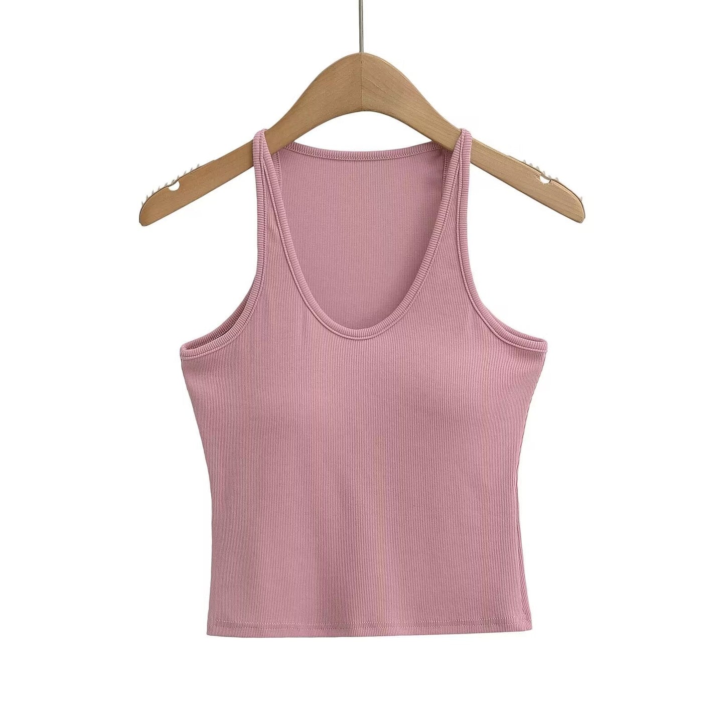 Damen ärmelloses Sporttop mit tiefem U-Ausschnitt und elastischem Material WW