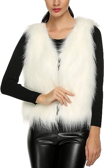 Damen Flauschige Kunstfellweste mit offenem Schnitt und weichem Innenfutter WW